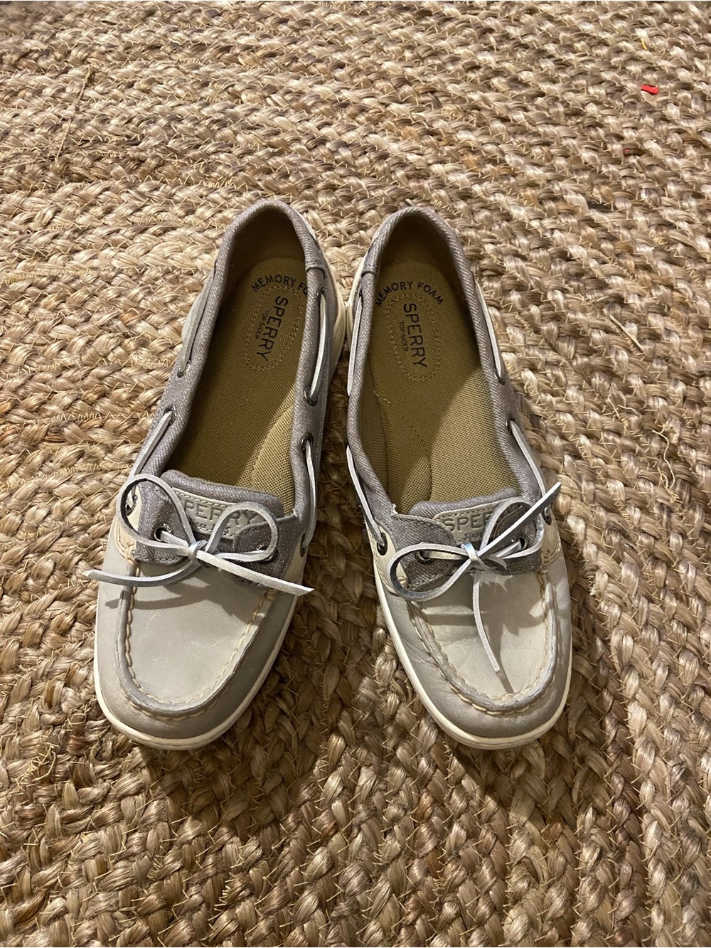 Sperry Women's Two-Tone Cream and Gray Boat Moccasins